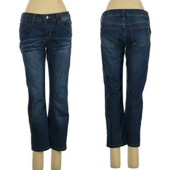 Vtg CAbi #764 Low Rise Cropped Skinny Dark Wash Whiskered Jeans Sz 2 - Picture 1 of 11